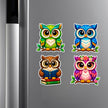 Cute Colorful Owl Sticker Set of 4 Applied on Cupboard by STIXY