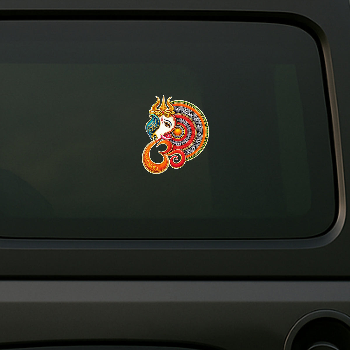 Colorful Lord Ganesha Trishul Waterproof Spiritual Sticker Applied on Car by STIXY