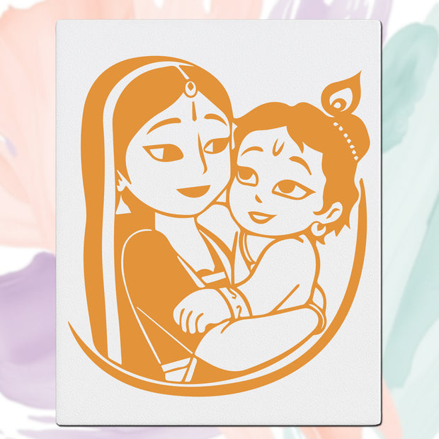 Yashoda Krishna Wall Frame – Divine Bond of Love and Devotion premium sticker image view 1
