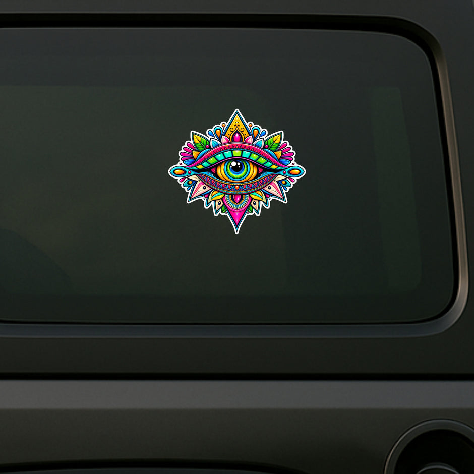 Colorful Evil Eye Mandala Sticker | Vibrant Protective Eye Waterproof Matte Vinyl Sticker – STIXY