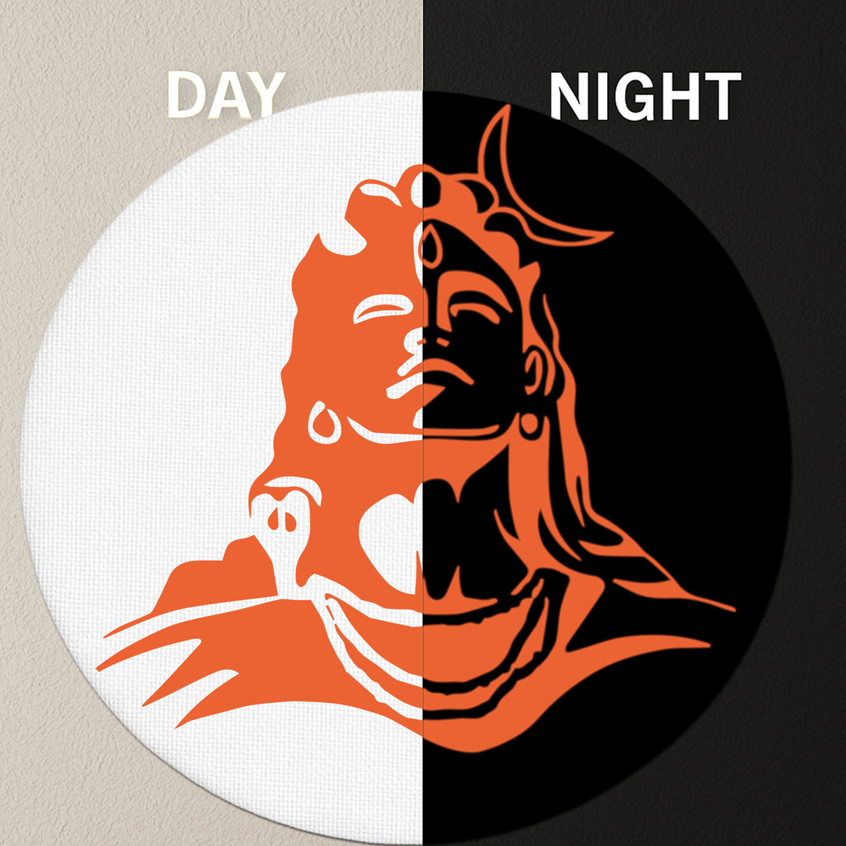 Mahadev Glow In The Dark Round Frame Lord Shiva Wall Art On Premium Cotton Canvas premium sticker image view 3