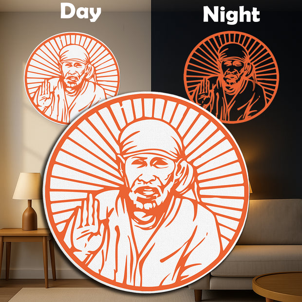 Premium Glow-in-the-Dark Sai Baba Frame | Spiritual Wall Decor by Stixy premium vinyl sticker product image 1