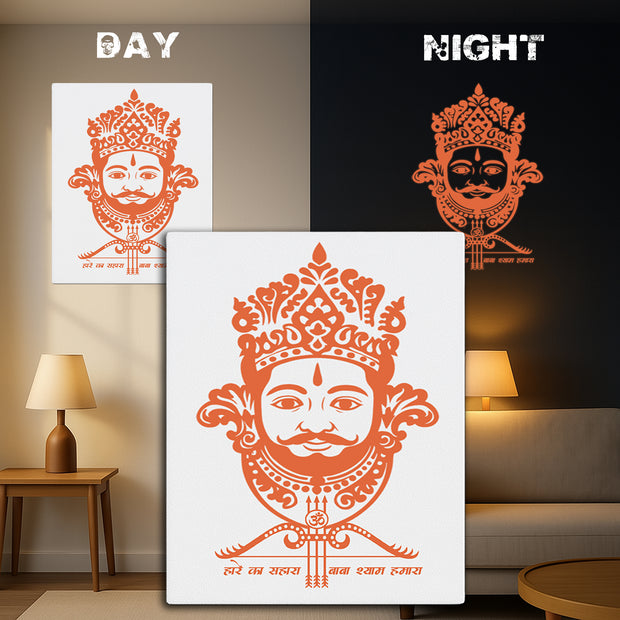 Khatu Shyam Ji Glow-in-the-Dark Frame – Divine Blessings & Protection premium vinyl sticker product image 1