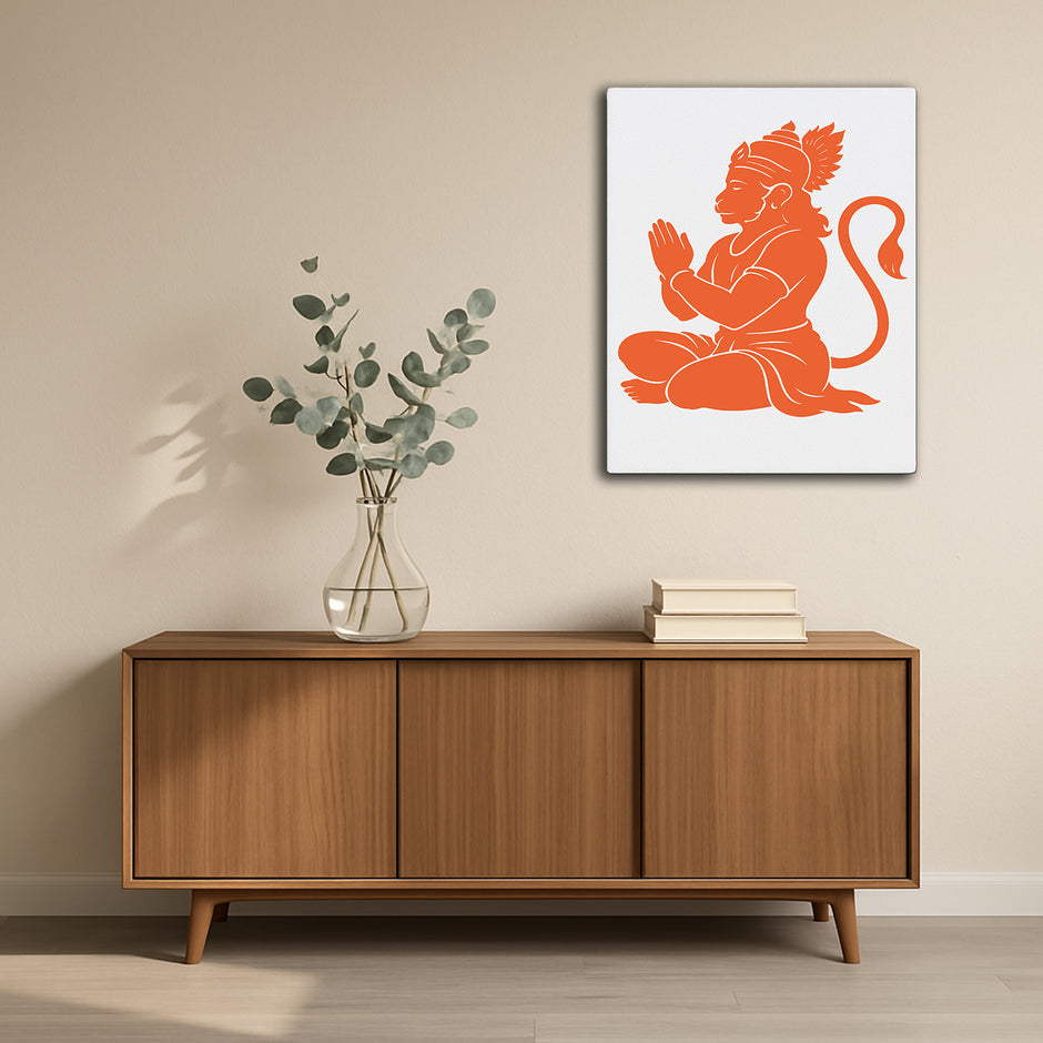Premium Glow In The Dark Hanuman Ji Frame Sitting Pose Spiritual Wall Decor By Stixy premium vinyl sticker product image 2