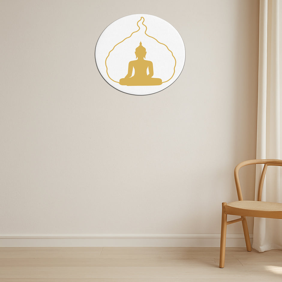 Buddha Meditation Wall Frame Glossy Golden Round Aura Design premium sticker image view 2