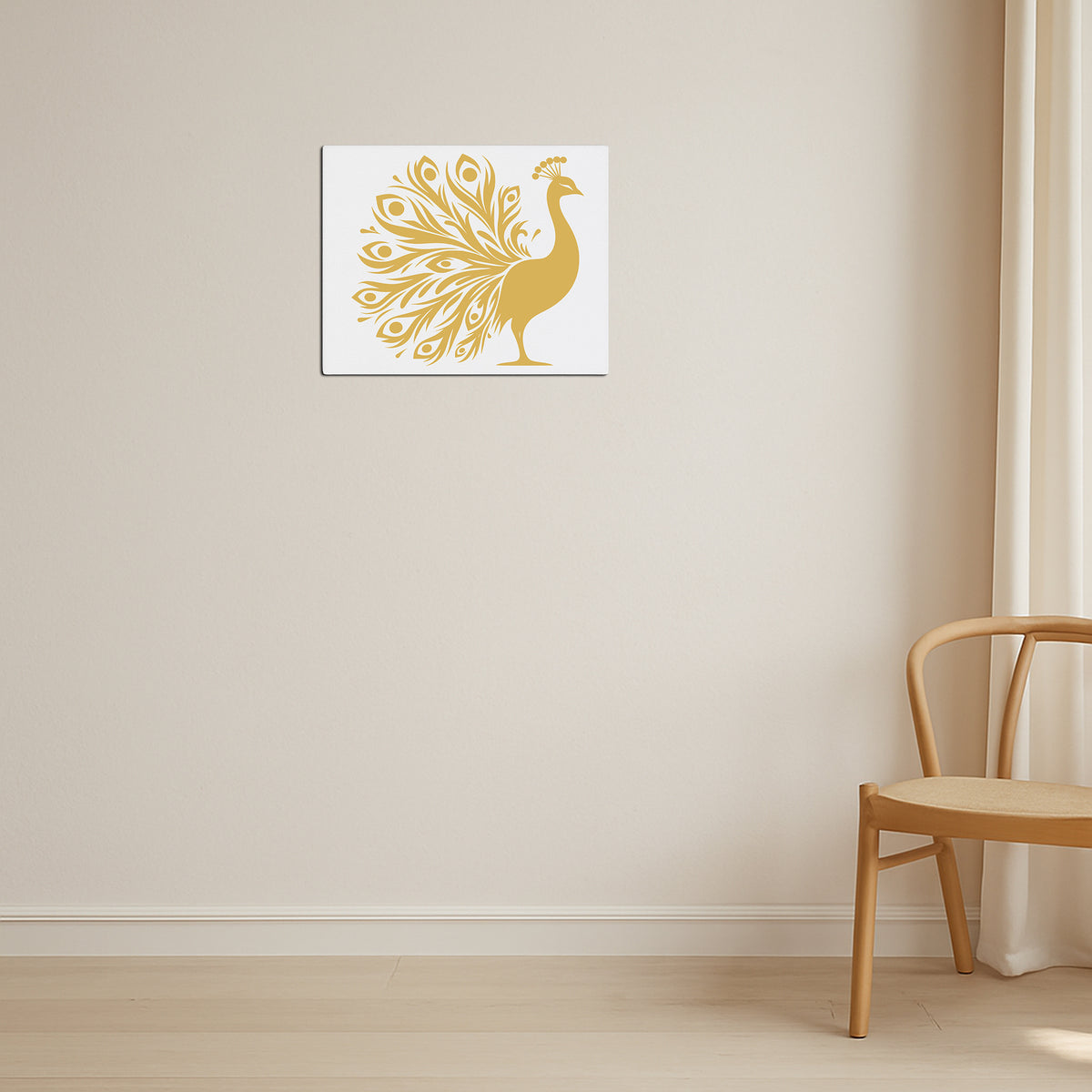Royal Peacock Wall Frame Graceful Indian Bird Art In Minimal Style premium sticker image view 2