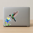 Hummingbird With Blue Flower Nature Inspired Vinyl Sticker Realistic Floral Bird Decal premium sticker image view 2