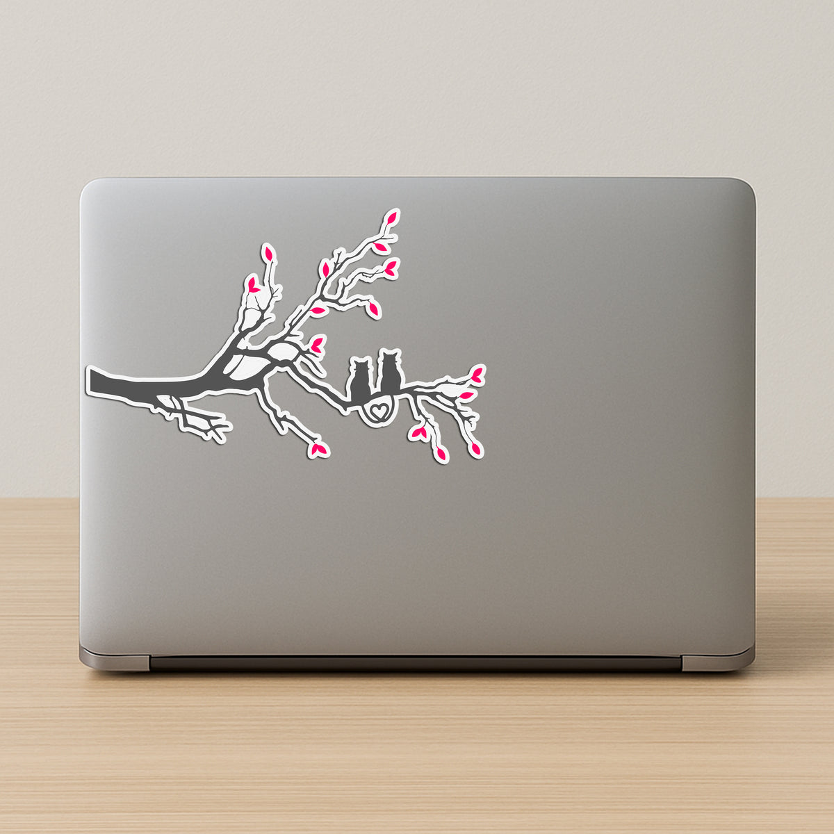 Love Birds On Heart Tree Branch Romantic Wall Sticker Minimalist Couple premium sticker image view 2