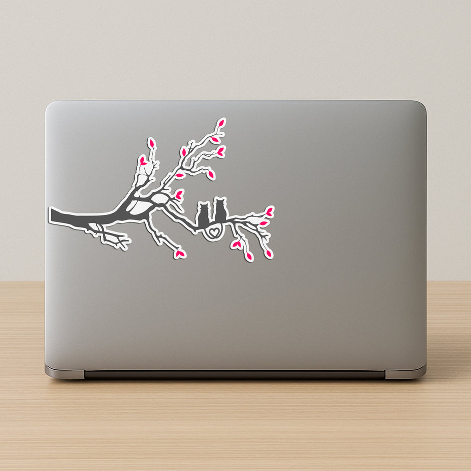 Love Birds On Heart Tree Branch Romantic Wall Sticker Minimalist Couple premium sticker image view 2
