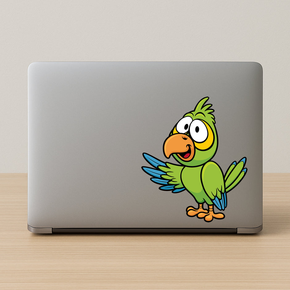 Cartoon Style Green Parrot Sticker Cute Bird Design Water Resistant premium vinyl sticker product image 2