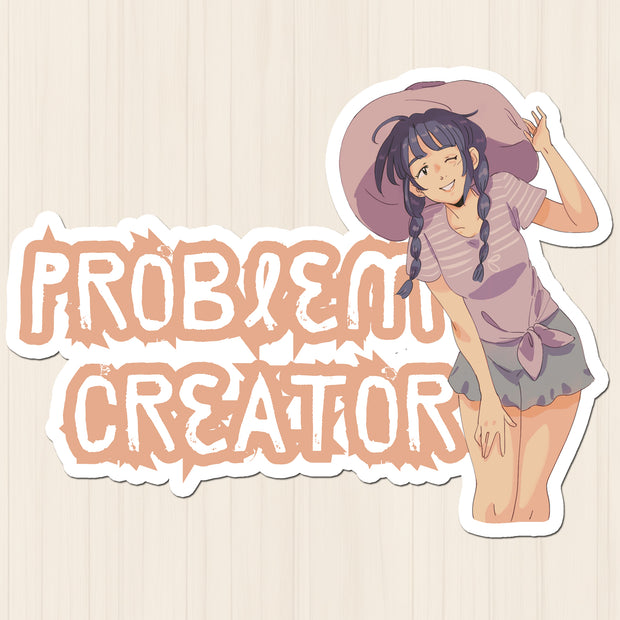 Problem Creator – Anime Girl Grunge Vinyl Sticker premium product image 1