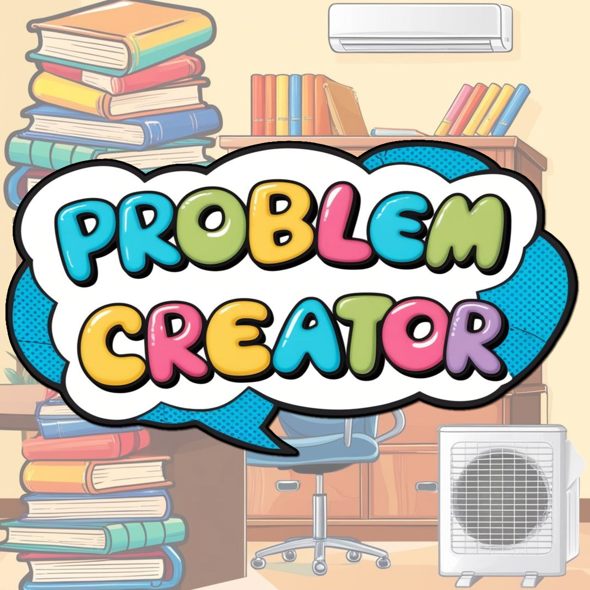 Problem Creator Funny Colorful Typography Vinyl Sticker premium product image 2