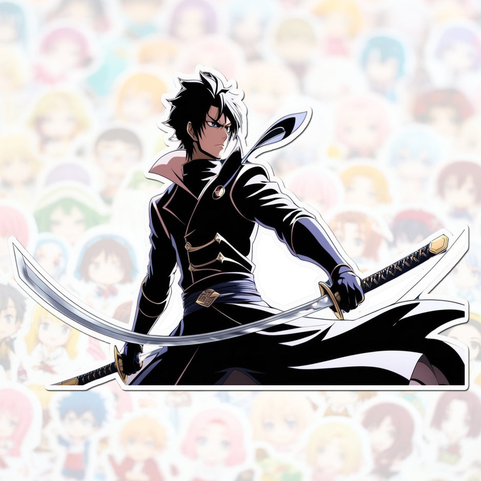 Shadowblade Ronin – Dual Katana Anime Warrior Sticker premium product image 1