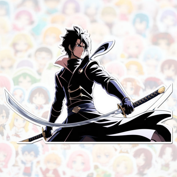 Shadowblade Ronin – Dual Katana Anime Warrior Sticker premium product image 1