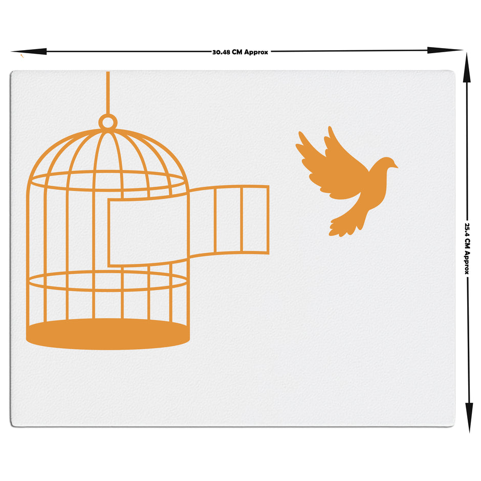 Free Bird Wall Frame Minimalist Open Cage Art With Flying Bird premium sticker image view 4