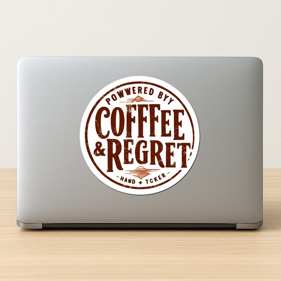 Powered By Coffee Regret Sticker premium product image 2