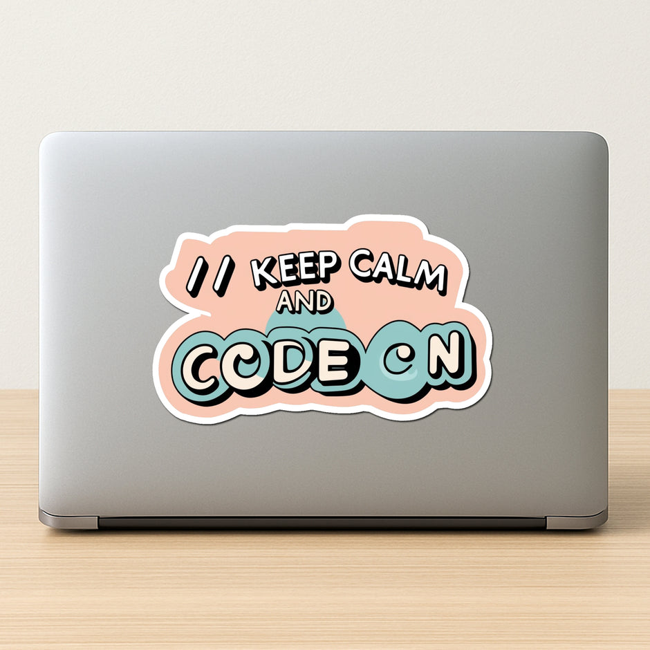 Keep Calm And Code On Funny Programmer Vinyl Sticker premium product image 2