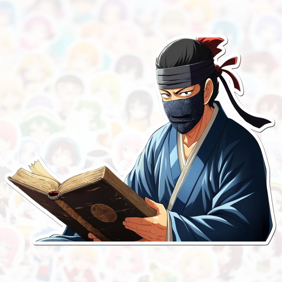Masked Scholar Ninja – Knowledge is Power Anime Sticker premium product image 1