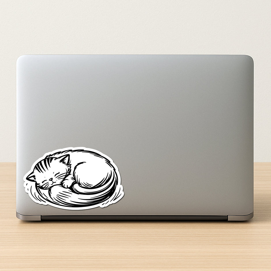 Sleeping Cat Line Art Sticker premium product image 2