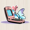 Y2K Butterfly Flip Phone Sticker premium product image 1