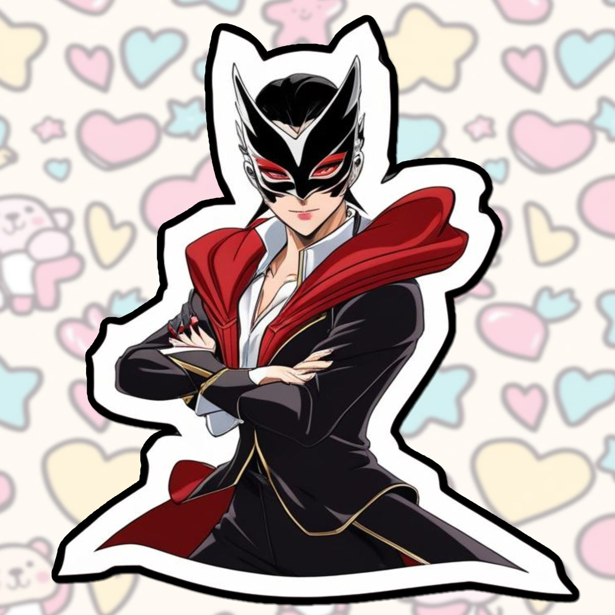 Masked Vigilante – Mysterious Anime Hero Vinyl Sticker premium product image 1