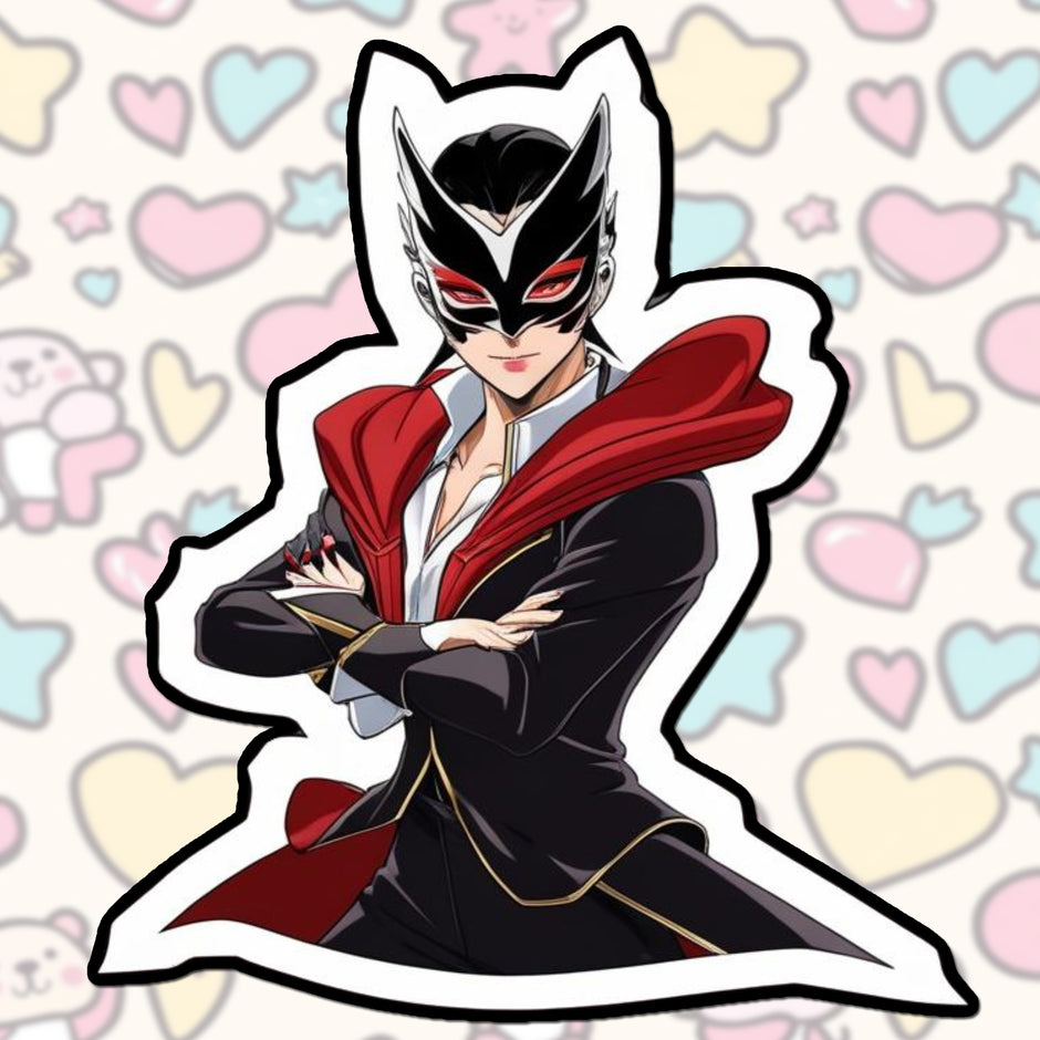 Masked Vigilante – Mysterious Anime Hero Vinyl Sticker premium product image 1