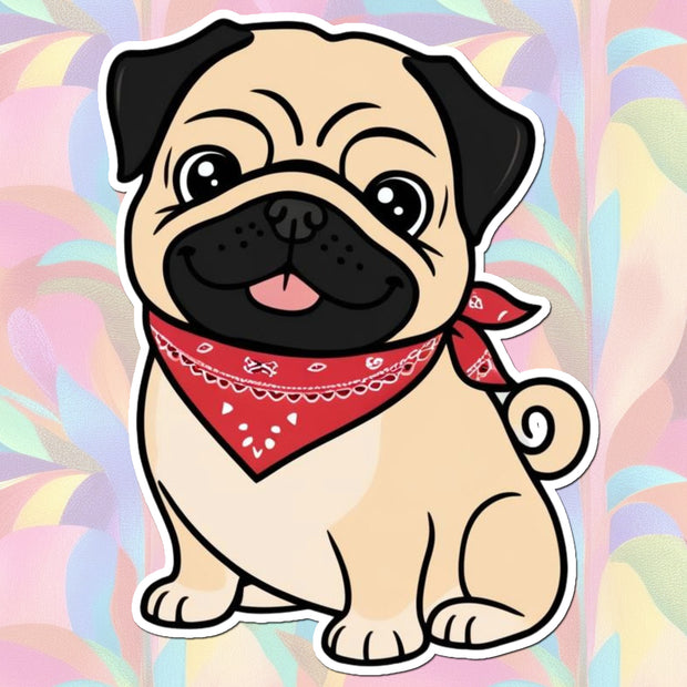 Bandana Pug – Cute Doggo Vinyl Sticker premium product image 1