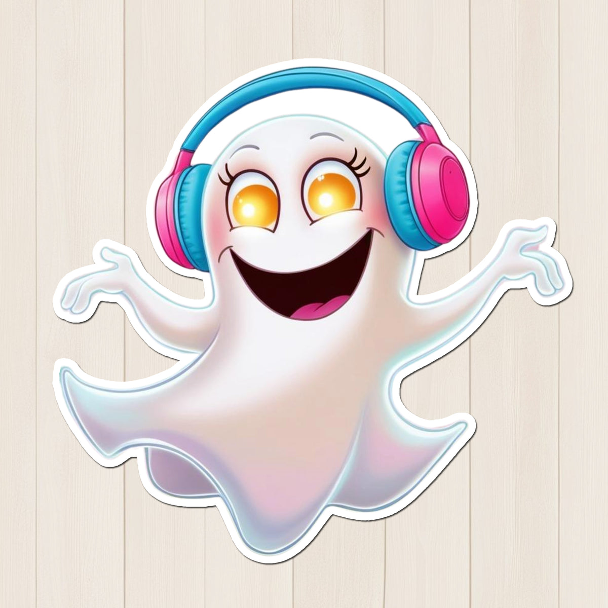 Boo Beats – Funny Ghost with Headphones Sticker premium product image 1