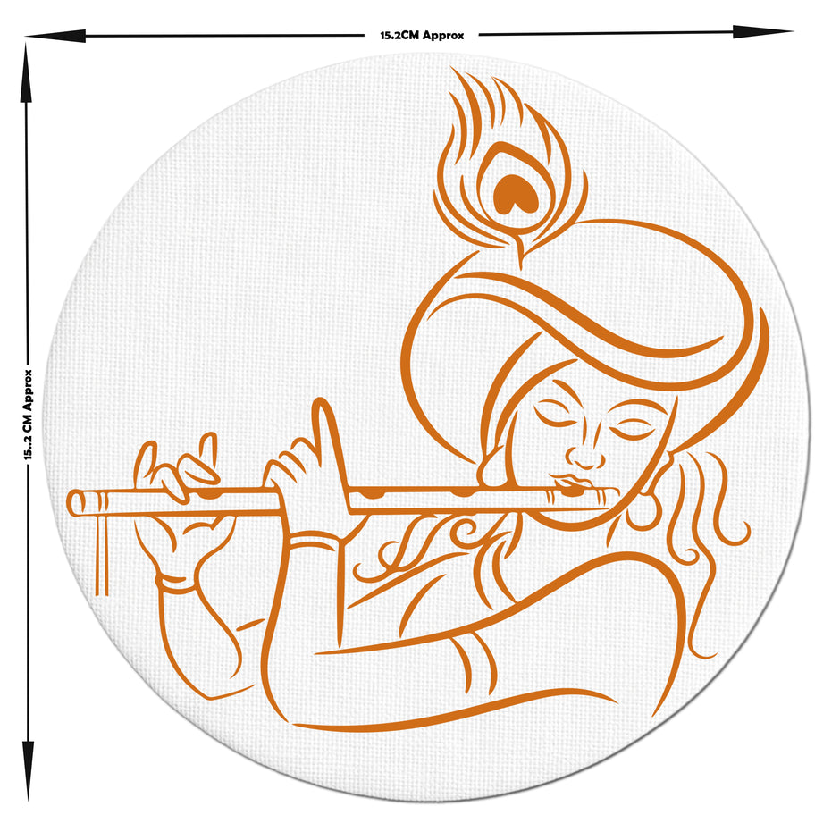 Krishna Flute Wall Frame Minimalist Round premium sticker image view 4