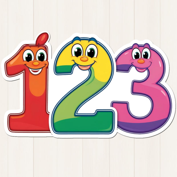 123 Number Faces Sticker – Colorful Cartoon Number premium sticker image view 1