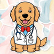 Doctor Dog Vinyl Sticker – Cute Golden Retriever in Lab Coat premium product image 1
