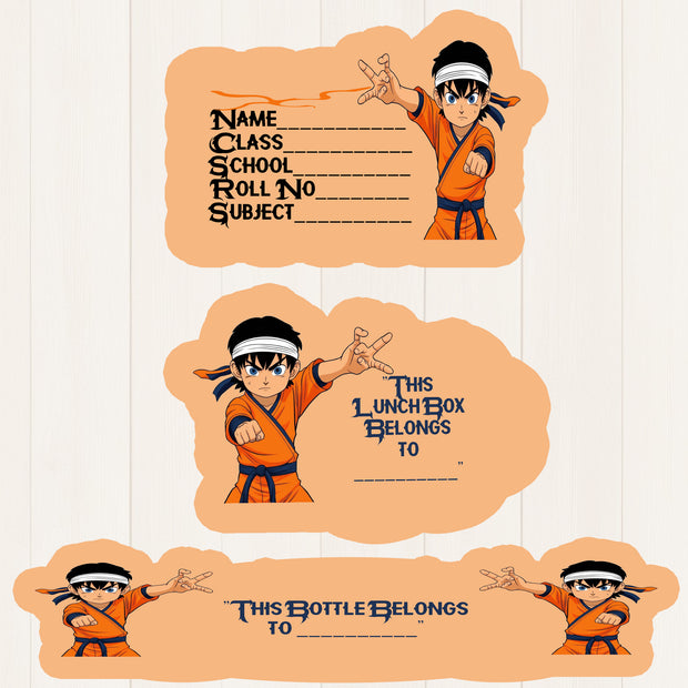 Anime Ninja School Label Sticker Set – Book, Lunchbox & Bottle Tags premium sticker image view 1