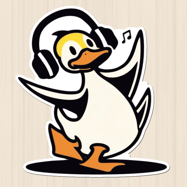 Dancing Duck Sticker – Groovy Duck Jamming with Headphones premium product image 1