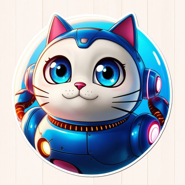 Kawaii Robo Cat – Anime-Style Sticker premium product image 1