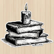 Vintage Books & Candle Sticker premium product image 1