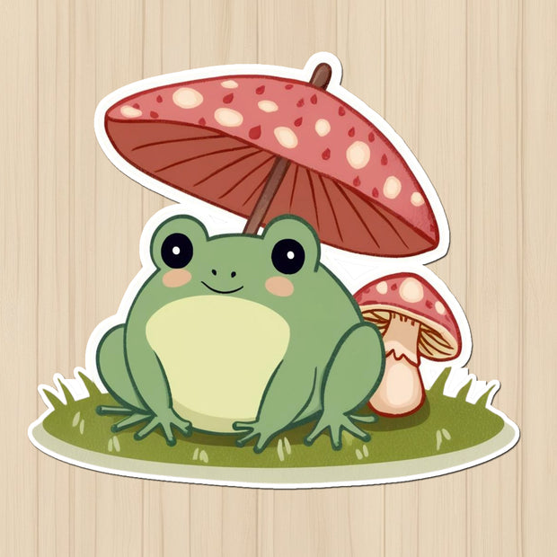 Cottagecore Frog & Mushroom Sticker premium product image 1