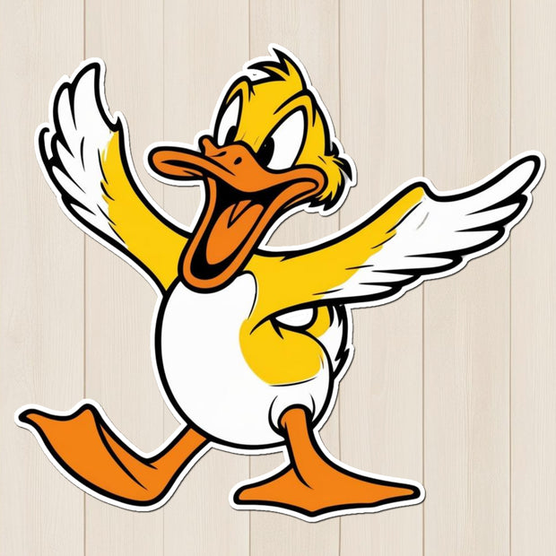 Happy Duck Dance – Cartoon Duck Large Vinyl Sticker premium product image 1