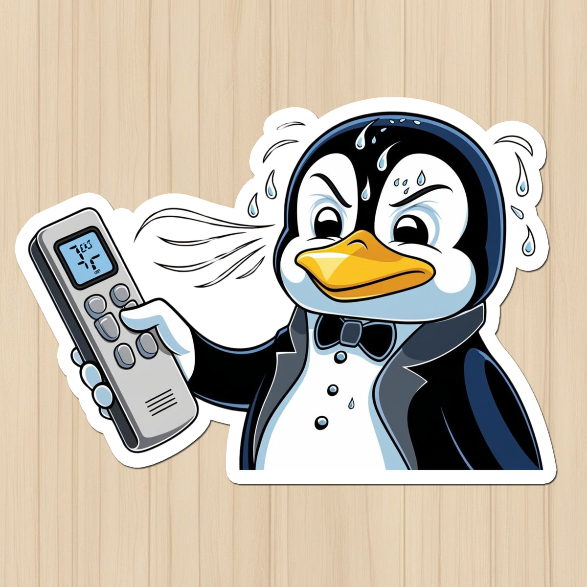 Too Hot to Chill – Funny Penguin Sticker premium product image 1