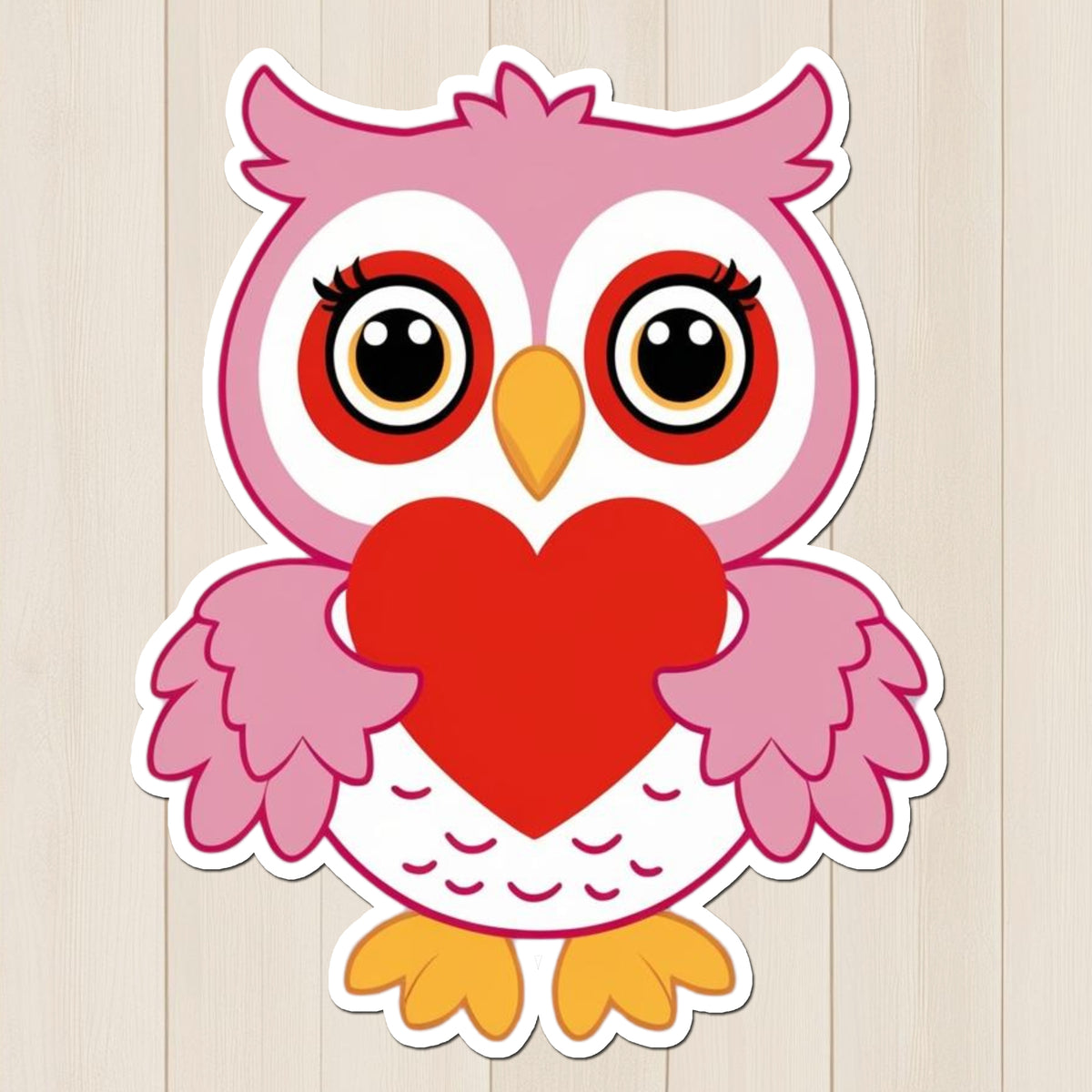 Pink Owl Love Sticker – Cute Valentine Owl Vinyl Decal premium product image 1