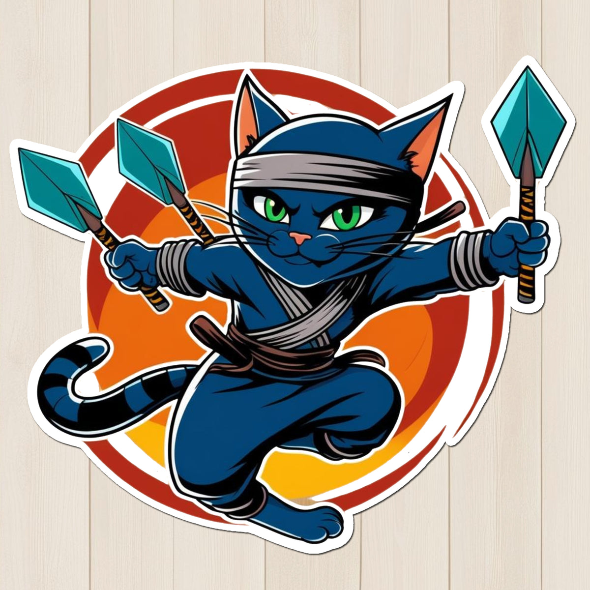 Ninja Cat Warrior – Fierce & Fun Vinyl Sticker premium product image 1