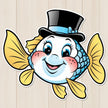 Dapper Fish Sticker – Funny Cartoon Fish with Hat premium product image 1
