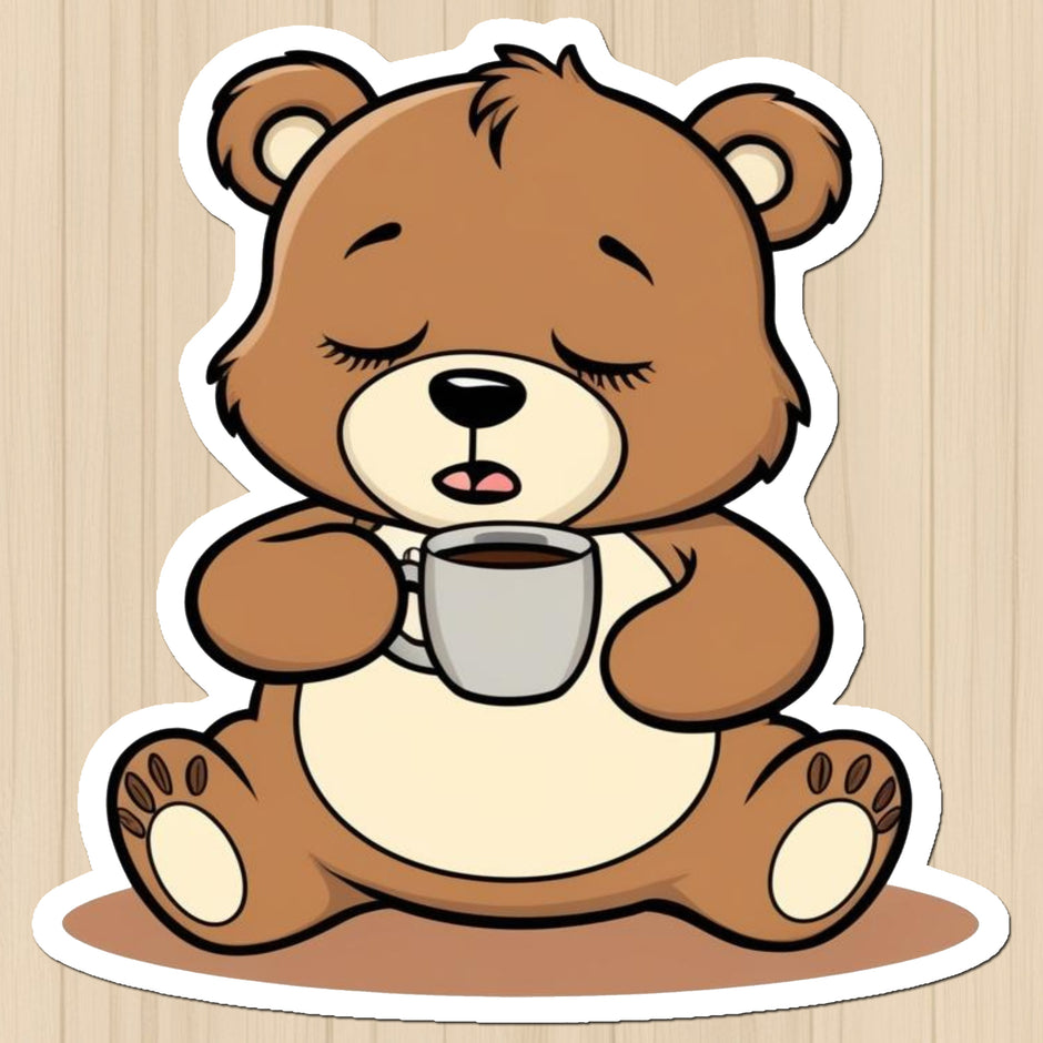 Sleepy Coffee Bear – Lazy Mood Vinyl Sticker premium product image 1