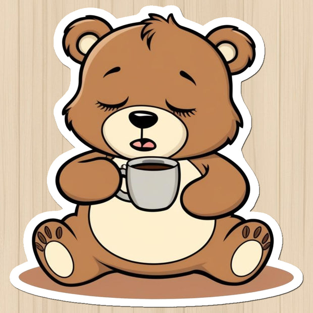 Sleepy Coffee Bear – Lazy Mood Vinyl Sticker premium product image 1