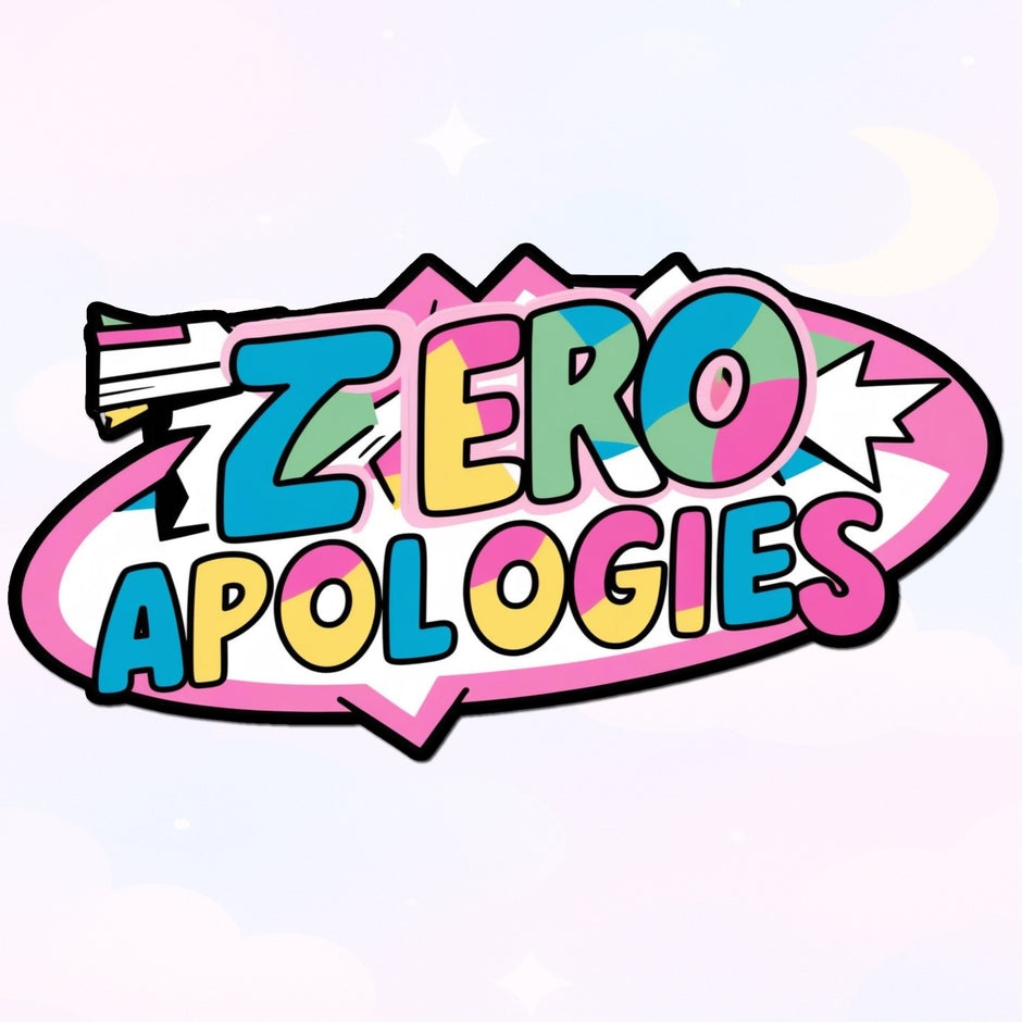 Zero Apologies – Bold Comic Typography Vinyl Sticker premium product image 1