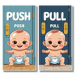 Cute Push Pull Baby Door Sticker Set Adorable Entry Sign premium sticker image view 3