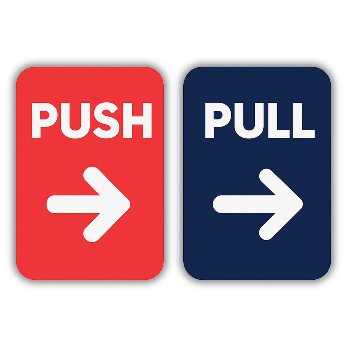 Push Pull Direction Sticker Bold Design Red Navy Clear Instructional Sign premium sticker image view 3