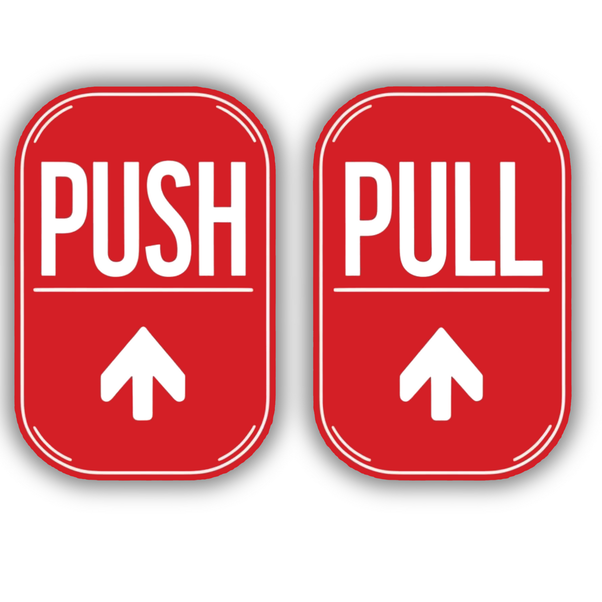 Push Pull Direction Sticker Bold Design Red Navy Clear Instructional Sign Copy premium sticker image view 3