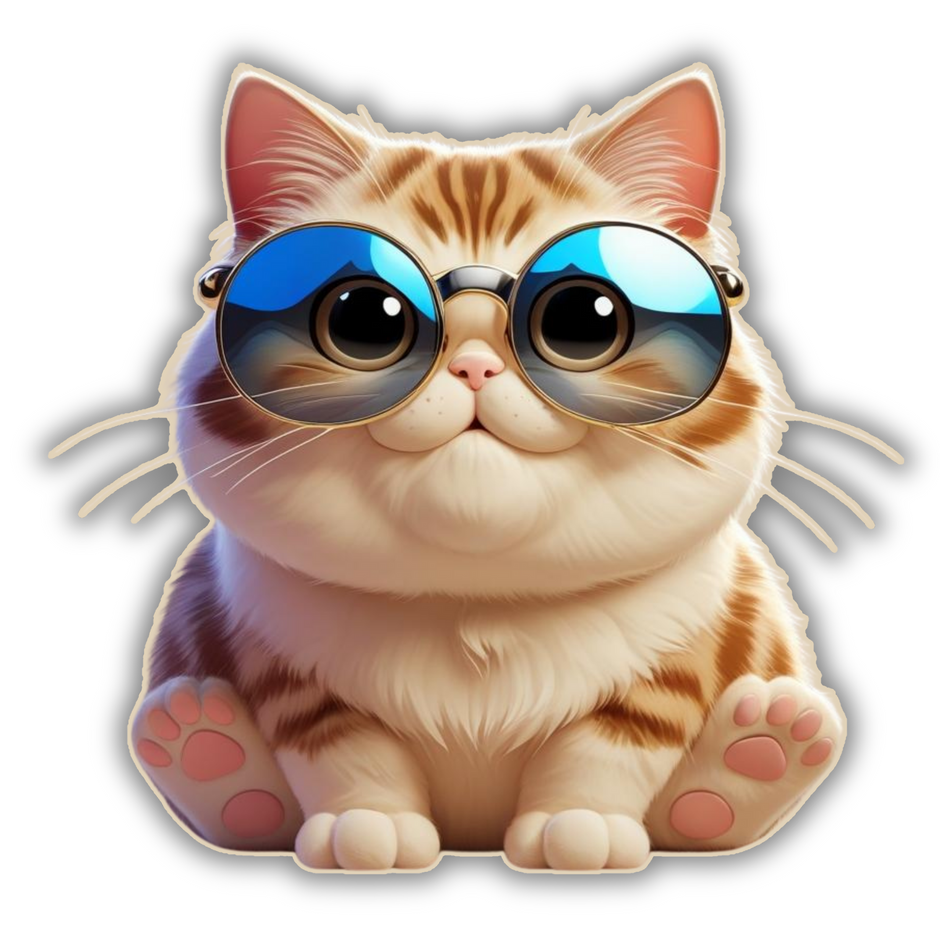 Cool Cat with Shades – Water-Resistant Sticker | Cute Animal Vibes premium vinyl sticker product image 1
