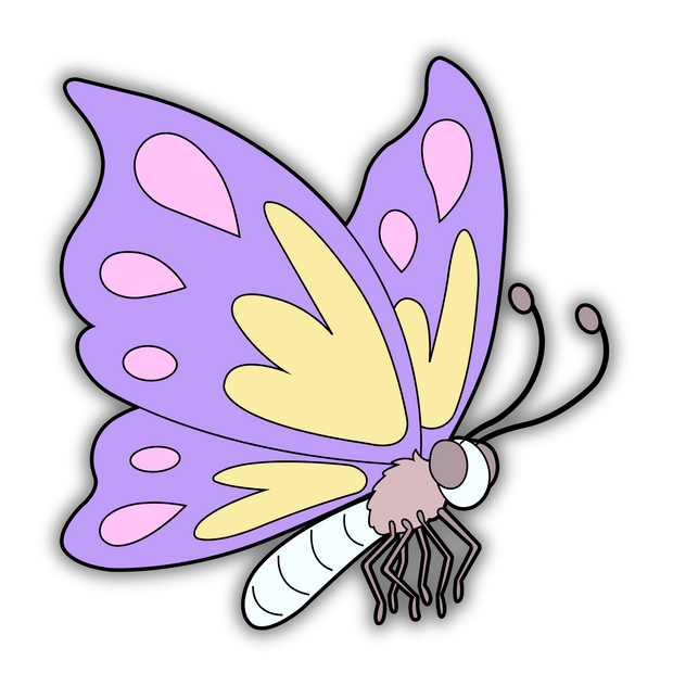 Pastel Butterfly Vinyl Sticker – Cute Lavender & Yellow Wings | Aesthetic premium sticker image view 1
