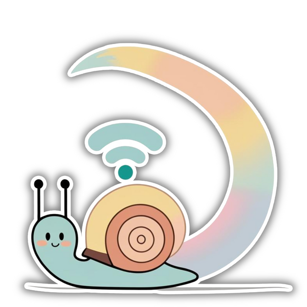 Slow WiFi Snail – Funny Vinyl Sticker for Laptop, Routers & Tech Corners | Pastel Internet Humor premium sticker image view 1